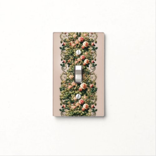 Shabby Chic Pink Rose Vines Floral  Light Switch Cover