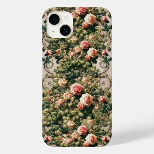 Shabby Chic Pink Rose Vines Floral Roses Case_Mate iPhone 14 Plus Case