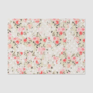 Shabby Chic Pink Roses Beige Polka Dots Tissue Paper