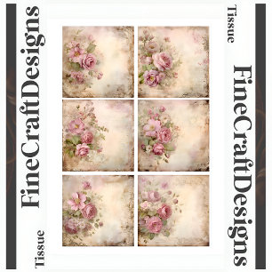Shabby Chic Pink Roses Mixed Set (A1L) Decoupage Tissue Paper
