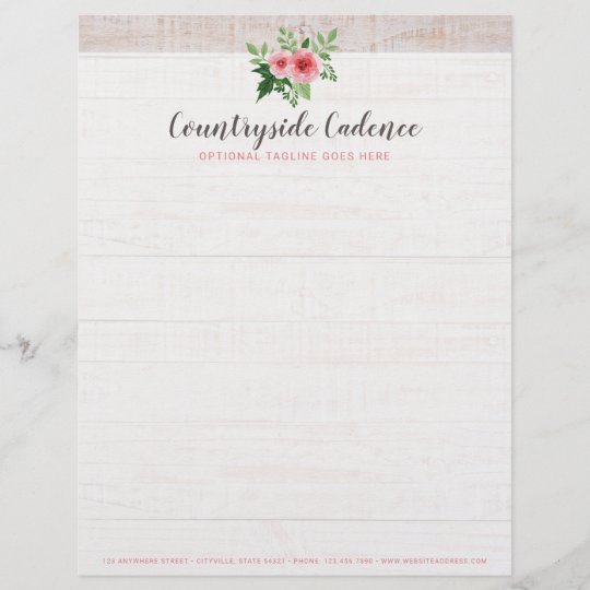 Rust Roses Letter Head Shabby Chic Pink Roses on Rustic Country Barn Wood Letterhead | Zazzle.com