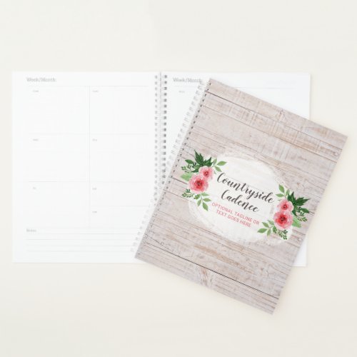 Shabby Chic Pink Roses on Rustic Country Barn Wood Planner