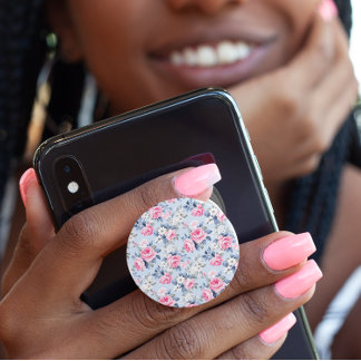 Shabby Chic Pink Roses Pattern PopSocket