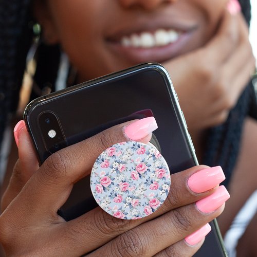 Shabby Chic Pink Roses Pattern PopSocket