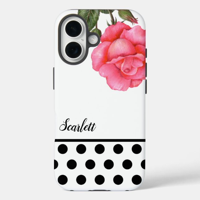 Shabby Chic Pink Roses Polka Dots Case-Mate iPhone Case (Back)