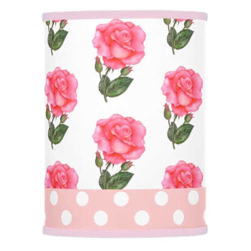 Shabby Chic Pink Roses Polka Dots Lamp Shade