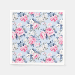Shabby Chic Pink Roses Seamless Pattern Napkins