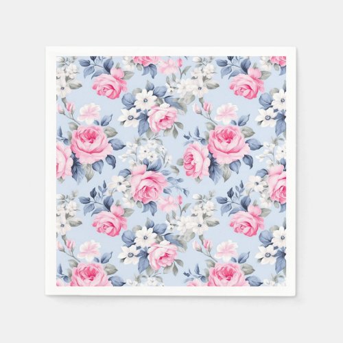 Shabby Chic Pink Roses Seamless Pattern Napkins