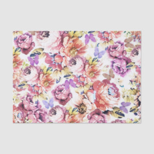 Shabby chic pink roses vintage butterfly floral tissue paper