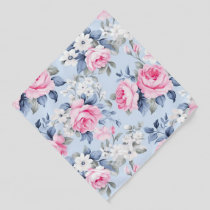 Shabby chic pink roses white flowers pattern bandana