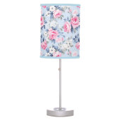 Shabby chic pink roses white flowers pattern table lamp (Front)