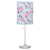 Shabby chic pink roses white flowers pattern table lamp (Right)