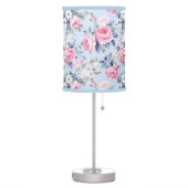 Shabby chic pink roses white flowers pattern table lamp (Left)