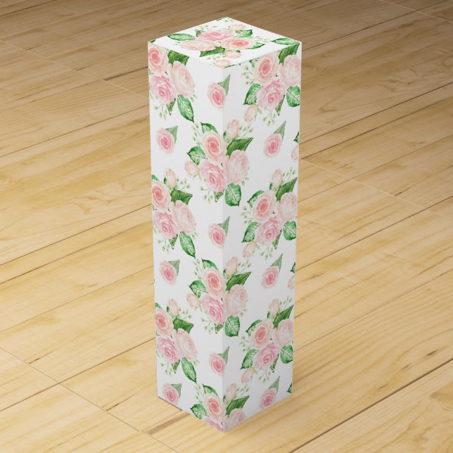 Shabby Chic Pink Roses Wine Box (Front)