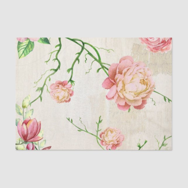 Shabby Chic Pink Series Design 2 Tissue Paper (Front)