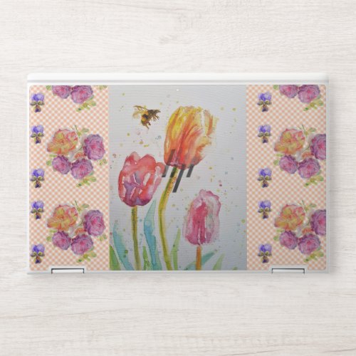 Shabby Chic pink Tulip Floral Flowers Laptop Skin