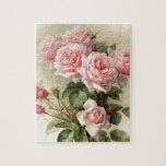 Shabby Chic Pink Victorian Roses Jigsaw Puzzle at Zazzle