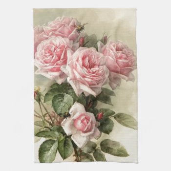 Shabby Chic Pink Victorian Roses Kitchen Towel by LorrainesOoLaLa at Zazzle