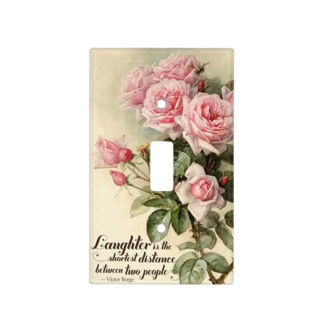 Shabby Chic Pink Victorian Roses Light Switch Cover (Front)