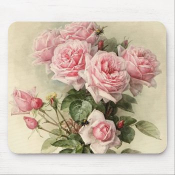 Shabby Chic Pink Victorian Roses Mouse Pad by LorrainesOoLaLa at Zazzle