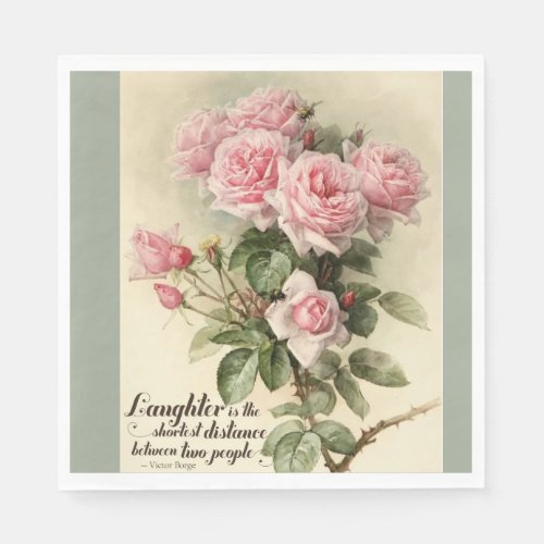 Shabby Chic Pink Victorian Roses Paper Napkins