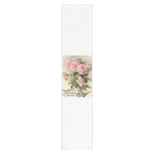 Shabby Chic Pink Victorian Roses Short Table Runner