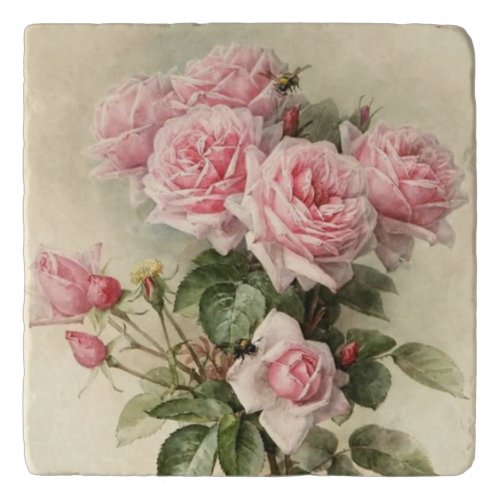 Shabby Chic Pink Victorian Roses Trivet
