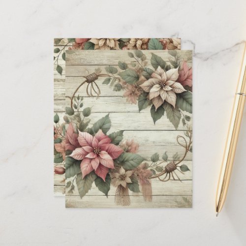 Shabby Chic Poinsettia Garland Scrapbook Paper