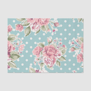 shabby chic,polka dots, pink roses, vintage,cute,v tissue paper