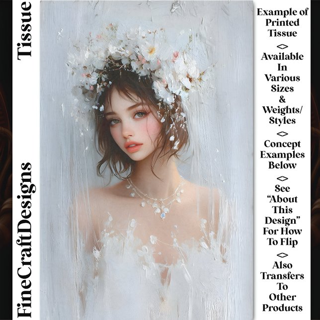 Shabby Chic Portrait, White Blooms CX7L Decoupage Tissue Paper (Creator Uploaded)