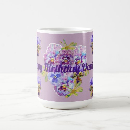 Shabby Chic Pretty Purple Pansy floral Lilac Mug