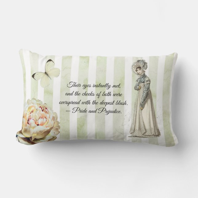 Shabby Chic Pride and Prejudice book quote Lumbar Pillow (Front)