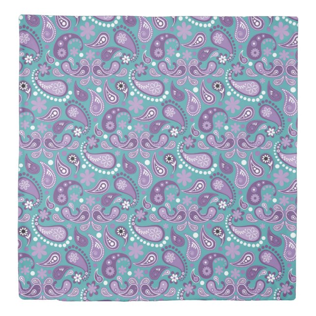 Shabby Chic Purple and blue Paisley Pattern Duvet Cover (Front)