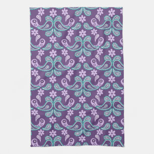 Shabby Chic Purple and blue Paisley Pattern Kitchen Towel