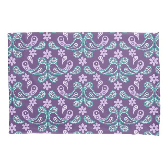 Shabby Chic Purple and blue Paisley Pattern Pillow Case (Front)