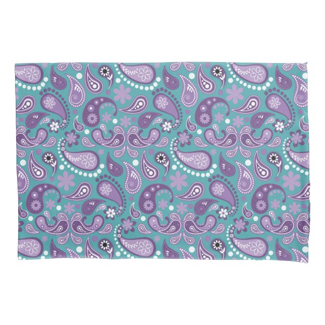 Shabby Chic Purple and blue Paisley Pattern Pillow Case (Front)