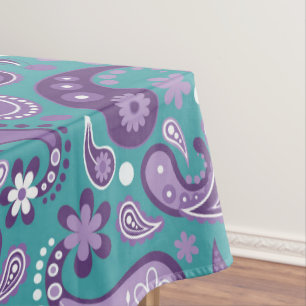 Shabby Chic Purple and blue Paisley Pattern Tablecloth