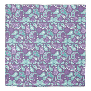Shabby Chic Purple and Light blue Paisley Pattern Duvet Cover