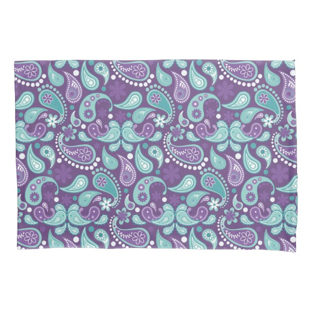 Shabby Chic Purple and Light blue Paisley Pattern Pillow Case (Front)