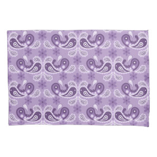 Shabby Chic Purple and white Paisley Pattern Pillow Case