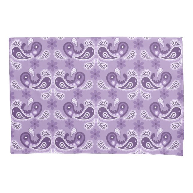 Shabby Chic Purple and white Paisley Pattern Pillow Case (Front)