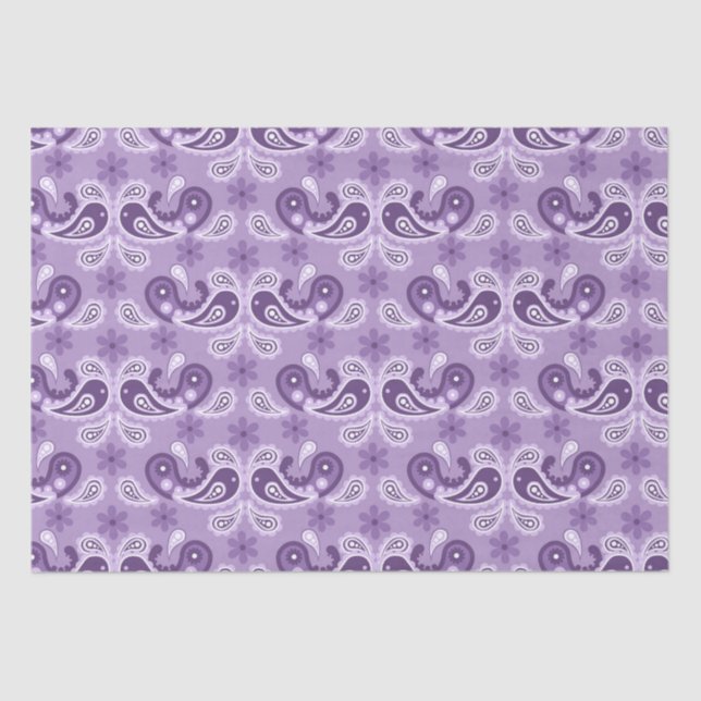 Shabby Chic Purple and white Paisley Pattern Tissue Paper (Front)
