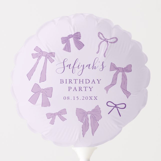 Shabby Chic Purple Bows Birthday Party Balloon (Front)