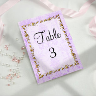 Shabby Chic Purple Damask Wedding Table Number