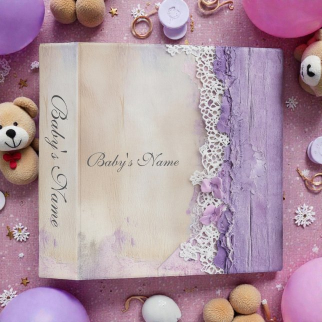 Shabby Chic Purple Floral Baby Photos 3 Ring Binder (Creator Uploaded)