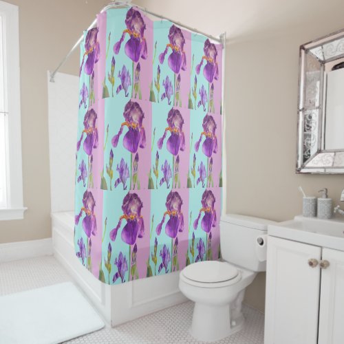 Shabby Chic Purple Iris Blue Violet Shower Curtain