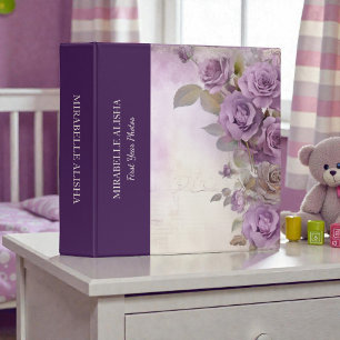 Shabby Chic Purple Lavender Baby Photo Album 3 Ring Binder