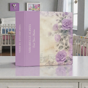 Shabby Chic Purple Lavender Baby Photo Album 3 Ring Binder