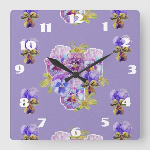 Shabby Chic Purple Pansies Pansy Floral Room Clock