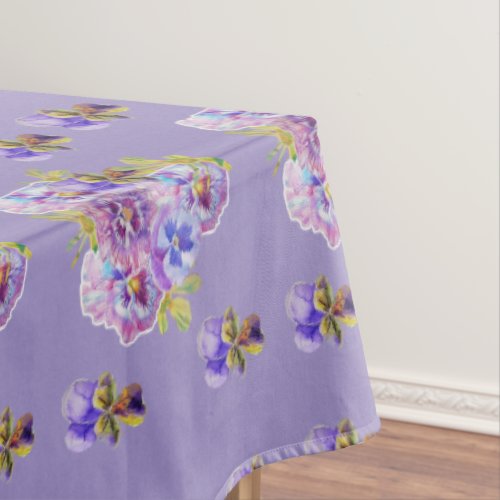 Shabby Chic Purple Pansy Floral Ditsy Tablecloth